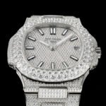 Patek Philippe Nautilus 5711 Diamond-Set White Gold Nautilus AMGF 40MM Silver Double-Row Diamond Bezel Silver Diamond Strap Movement 324 - Image 3