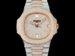 Patek Philippe Nautilus 5711 Diamond-Set White Gold Nautilus AMGF 40MM 18K Rose Gold Double-Row Diamond Bezel Rose Gold/White Gold Strap Movement 324