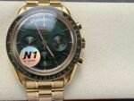 Speedmaster Professional SS N1F Best Edition Green Dial On Yellow Gold Bracelet Asian 3861