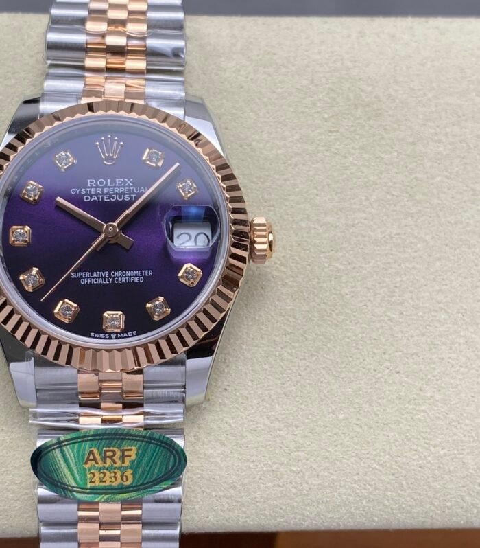 ROL - DATEJUST ARF Women's 31mm RG Case Purple Diamond Dial RG/914LSS Strap Movement 2236