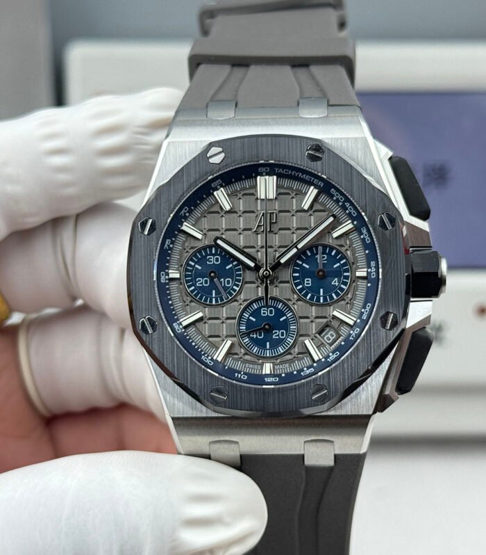 Royal Oak  43mm 26420 BL/SS LSF  Grey Dial On Grey Rubber Strap 4401 Super Clone