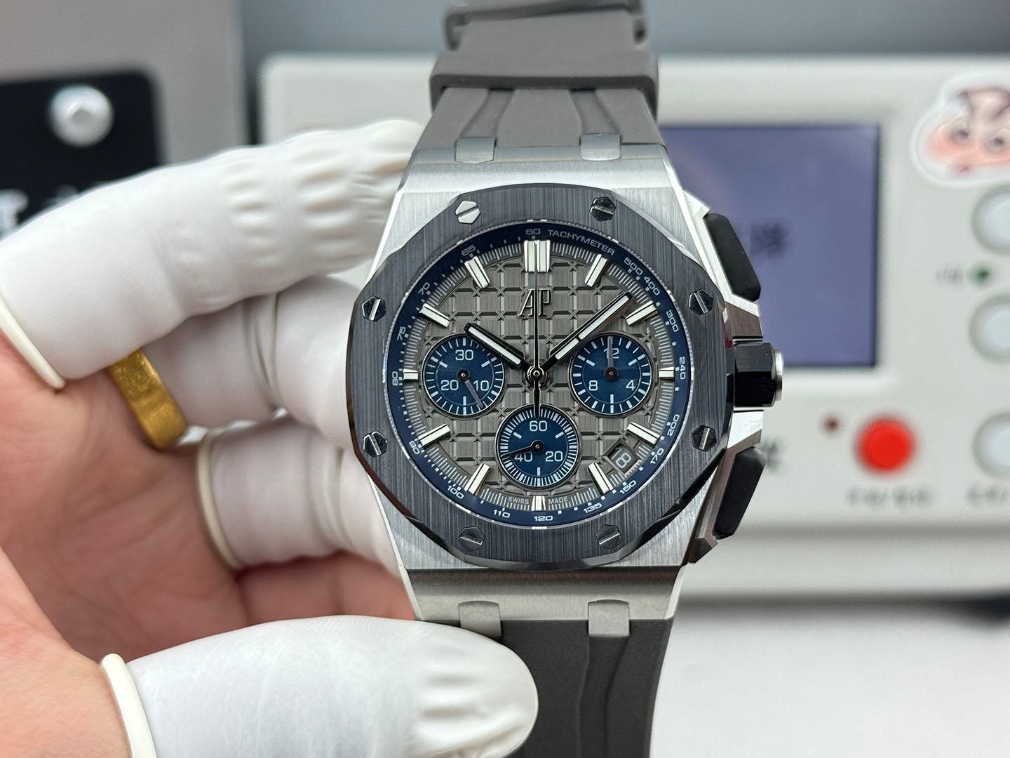 Royal Oak  43mm 26420 BL/SS LSF  Grey Dial On Grey Rubber Strap 4401 Super Clone