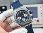 Royal Oak 43mm 26420 SS LSF Blue Dial On Blue Rubber Strap 4401 Super Clone - Image 5