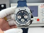 Royal Oak 43mm 26420 SS LSF Blue Dial On Blue Rubber Strap 4401 Super Clone