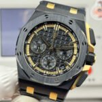 ROYAL OAK 43MM 26420 BLACK CASE LSF YE/BL DIAL BlACK LEATHER STRAP 4401 SUPER CLONE - Image 3