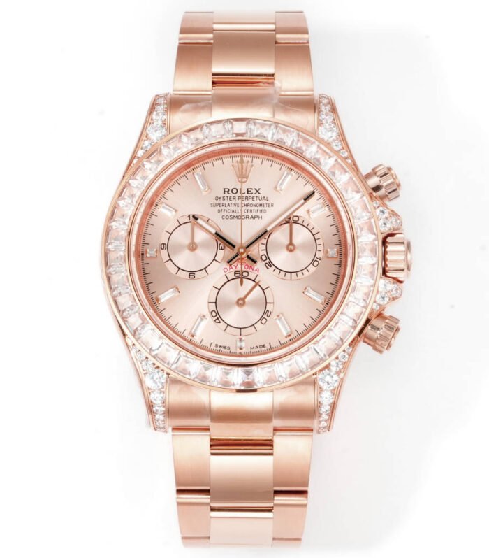Daytona 116598 C1F 1:1 Best Replica: Diamond-set Rose Gold Dial Rose Gold Strap Movement 4131
