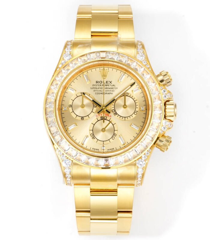 Daytona 116598 C1F 1:1 Best Version Diamond-set Gold Dial and Gold Strap 4131