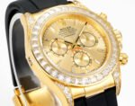 Daytona 116598 C1F 1:1 Best Version Diamond-set Gold Dial Black Rubber Strap 4131 - Image 3