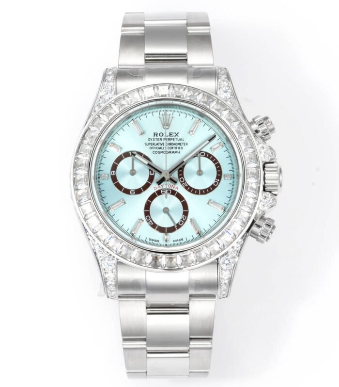 Daytona 116598 C1F 1:1 Best Replica: Diamond-set Ice Blue Dial 904L Stainless Steel Bracelet Movement 4131