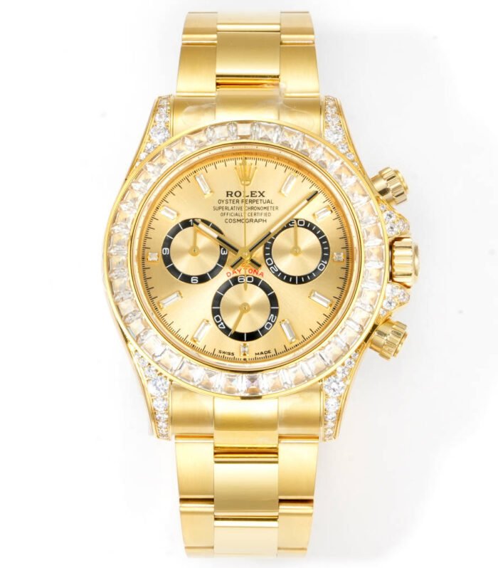 Daytona 116598 C1F 1:1 Best Version Diamond-set Gold/Black Dial Gold Strap Movement 4131