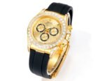 Daytona 116598 C1F 1:1 Best Version Diamond-set Gold/Black Dial Black Rubber Strap Movement 4131 - Image 5