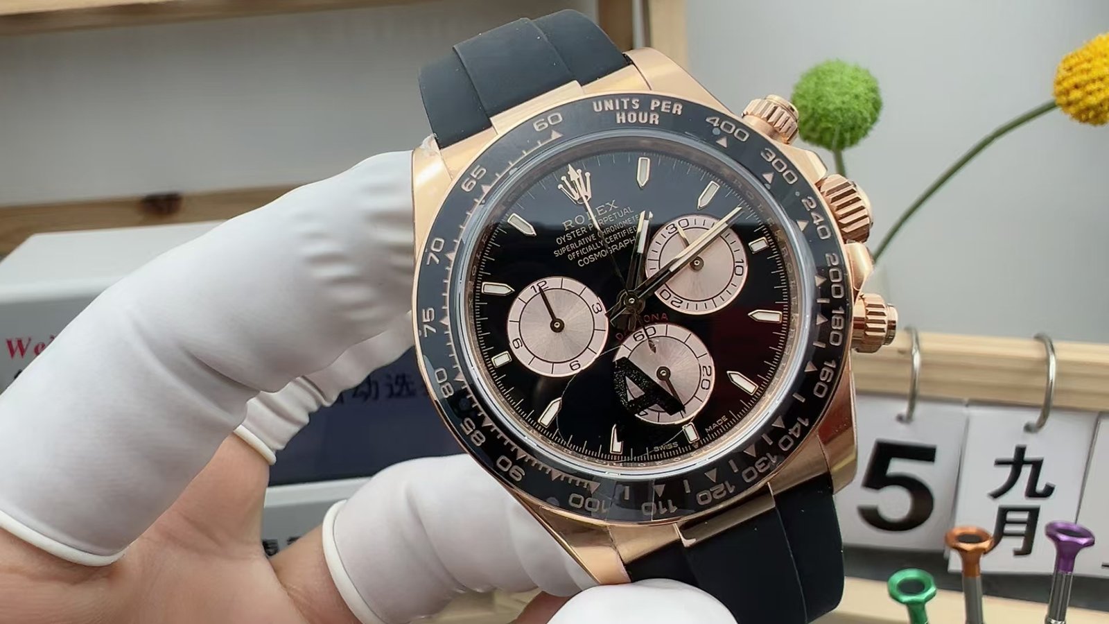 Daytona 116518 904L RG VSF 1:1 Best Edition Black Dial On Oysterflex DD4130