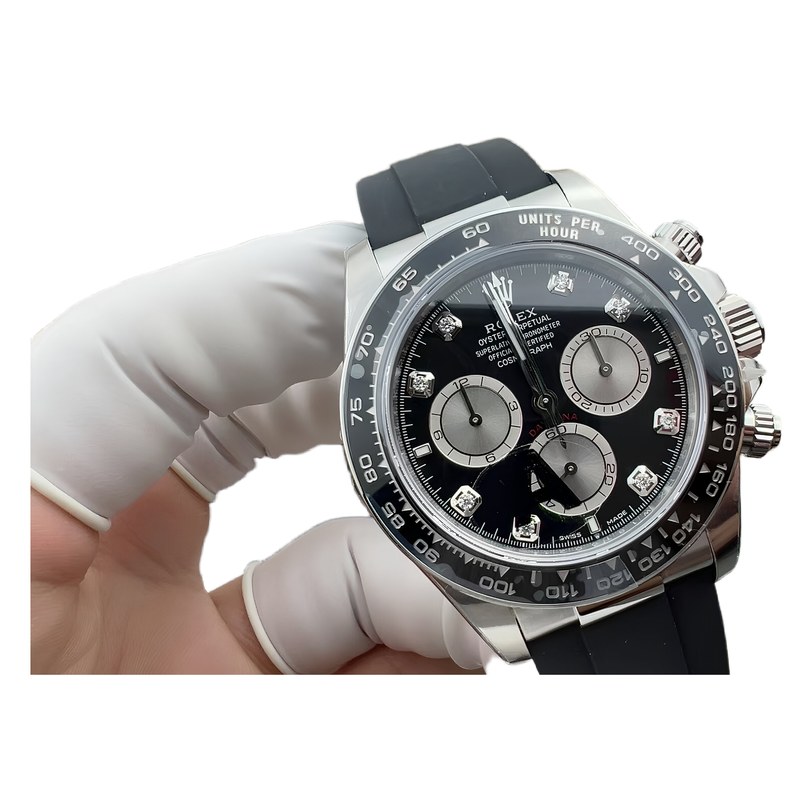 779da14e-acd5-4de8-8458-7054a28b9af1 Daytona 126519 Gain Weight VSF 1:1 Best Edition Black Dial Silver Subdial Diamond Marker on Oysterflex Strap DD4131 - Image 1