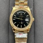 Date/Day of the Week 128239 Weight Increase QF 1:1 Best Version Black Dial Gold Strap