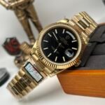 Date/Day of the Week 128239 Weight Increase QF 1:1 Best Version Black Dial Gold Strap - Image 4