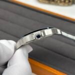 Santos Skeleton SS/Blue PVD Bezel RICH 1:1 Best Edition Skeleton Blue Dial On SS SmartLink Bracelet 9611MC Super Clone (Free Leather Strap) - Image 6