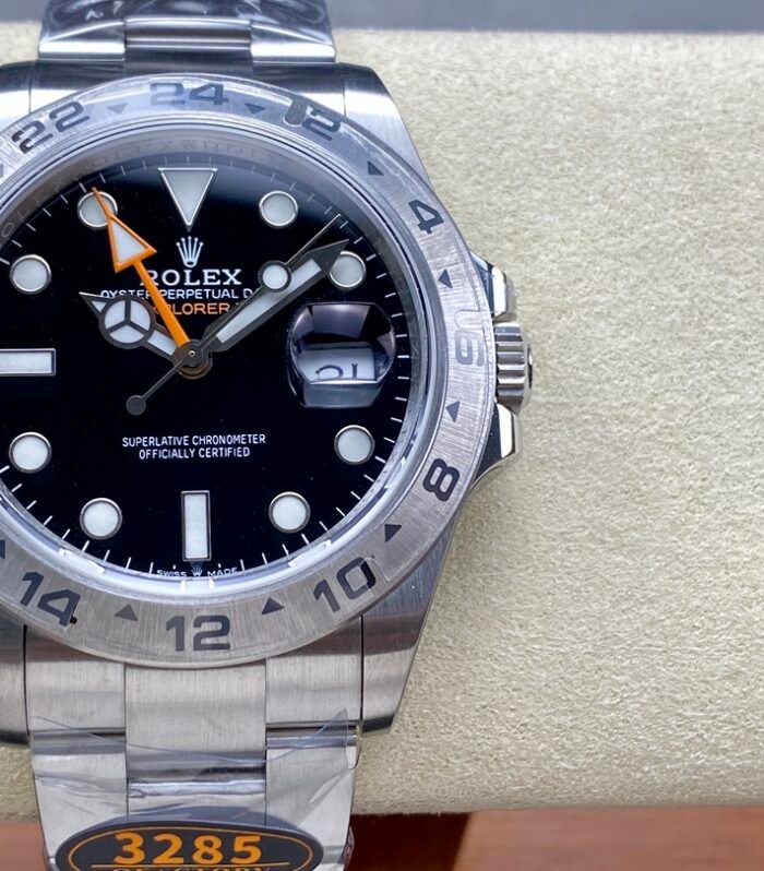 GMT Explorer II QF 1:1 Best Version SS Black Dial 904L Stainless Steel Bracelet Movement 3285
