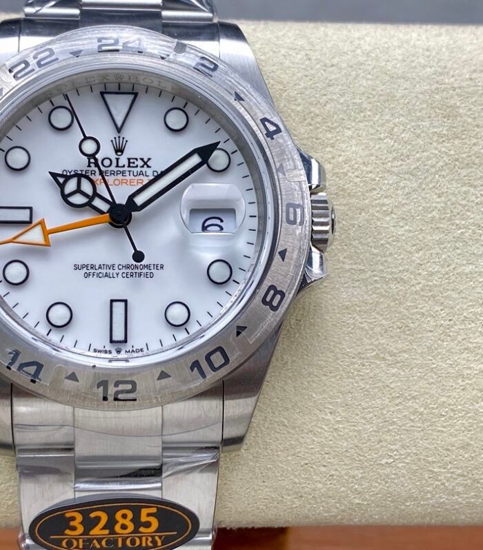 GMT Explorer II QF 1:1 Best Version SS White Dial 904L Stainless Steel Bracelet Movement 3285