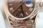 Date/day 40mm OKF Brown dial Rose gold case Roman numeral markers 904L bracelet 3255 movement - Image 4