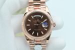 Date/day 40mm OKF brown dial rose gold case Stick Marker 904L stainless bracelet 3255 movement